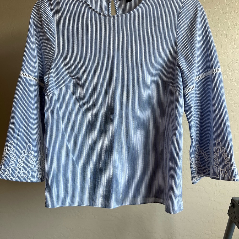 Blue and White Striped Top